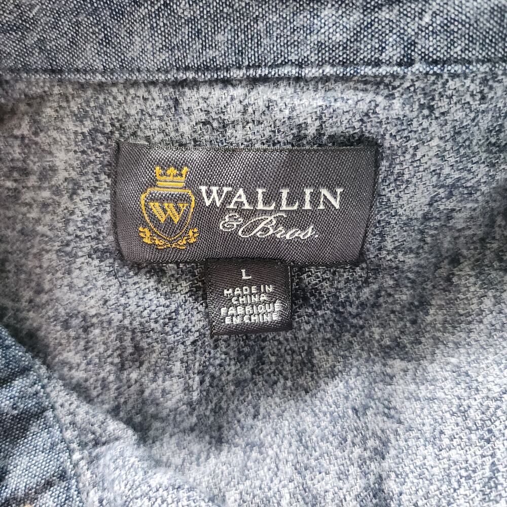 Wallin & Bros Blue Long Sleeves Button Up Slim Cut Men's Shirt Size L - Picture 3 of 4